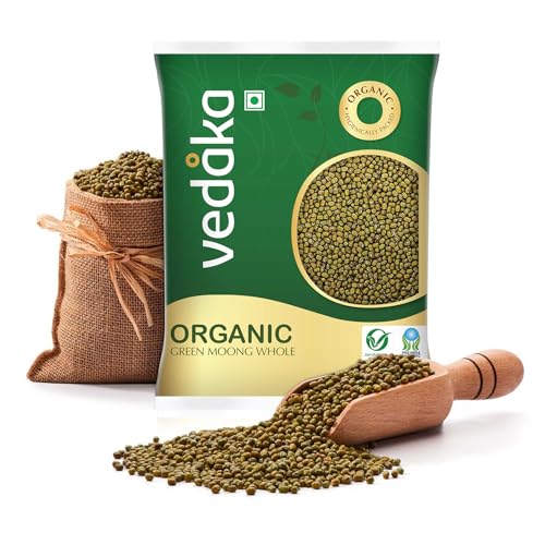 Image of Amazon Brand - Vedaka Organic Green Moong Whole | 1 Kg||Naturally Rich in Protein |Naturally Cholesterol free