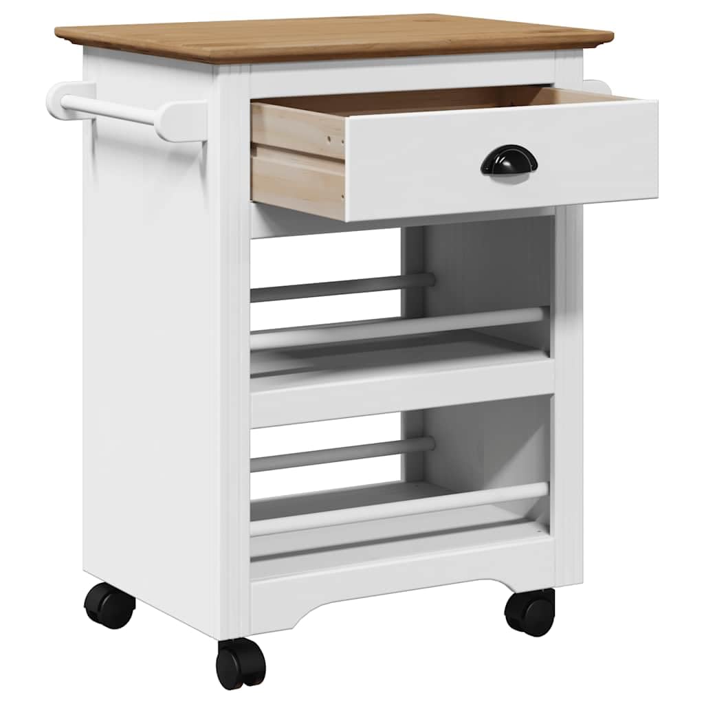 Gecheer Carrito de Cocina BODO Blanco y marrón 67,5x45x80 cm,Carrito verdulero para Cocina,Carrito Auxiliar Multiuso,Carros de Servicio