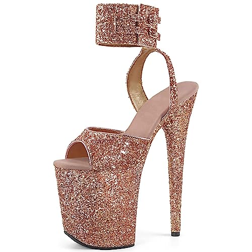 Plateforme talons hauts de 9 pouces dorée pour soirée clubbing et cabaret