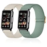 Lzwldan 2 Pack Stretchy Nylon Watch Bands Compatible with Mindrose H80 1.47 inch Smart Watch,Loop Soft Elastic Watch Straps for Mindrose H80 Fitness Trackers IP68 for Women Men
