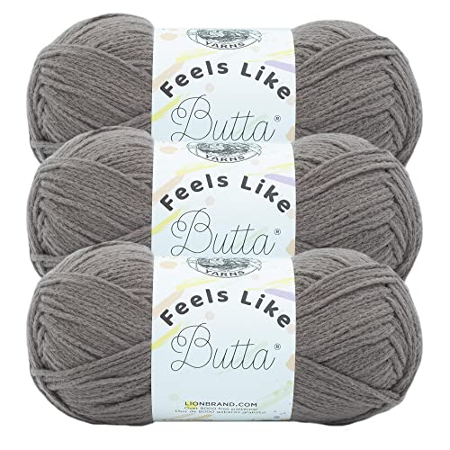 Image of Lion Brand Yarn Feels Like Butta Yarn, Velvety-Soft Yarn for Crocheting and Knitting, 3 Pack, Cocoa