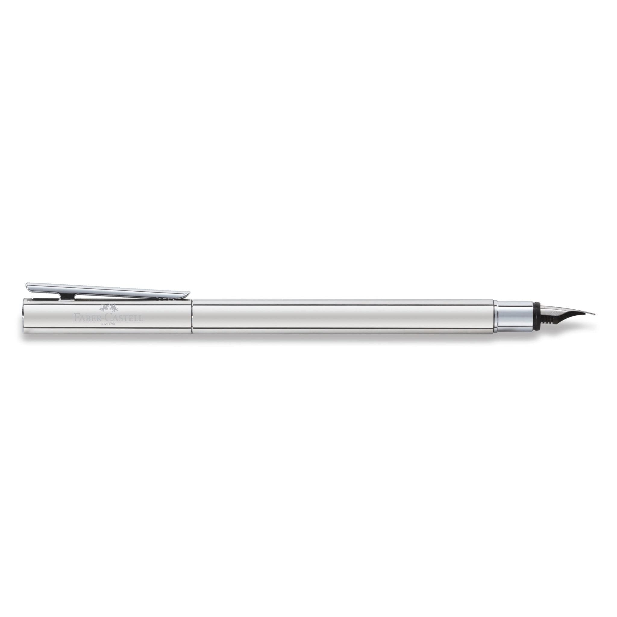 Faber-Castell Neo Slim 342002 Fountain Pen Stainless Steel Nib Width EF Shiny Silver, glossy silver - Image 3