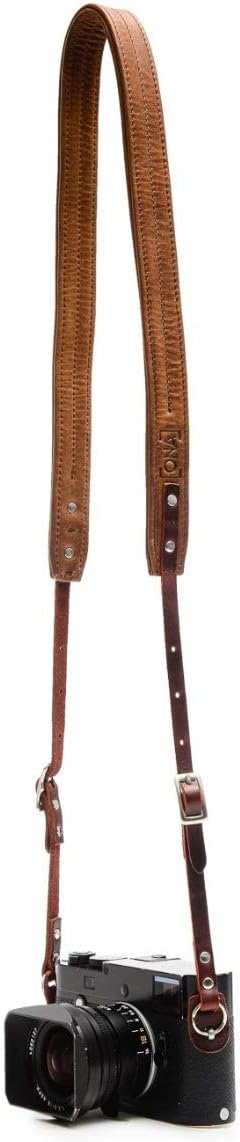 Ona The Oslo Padded Leather Camera Strap for Mirrorless and Film Cameras, Antique Cognac Brown