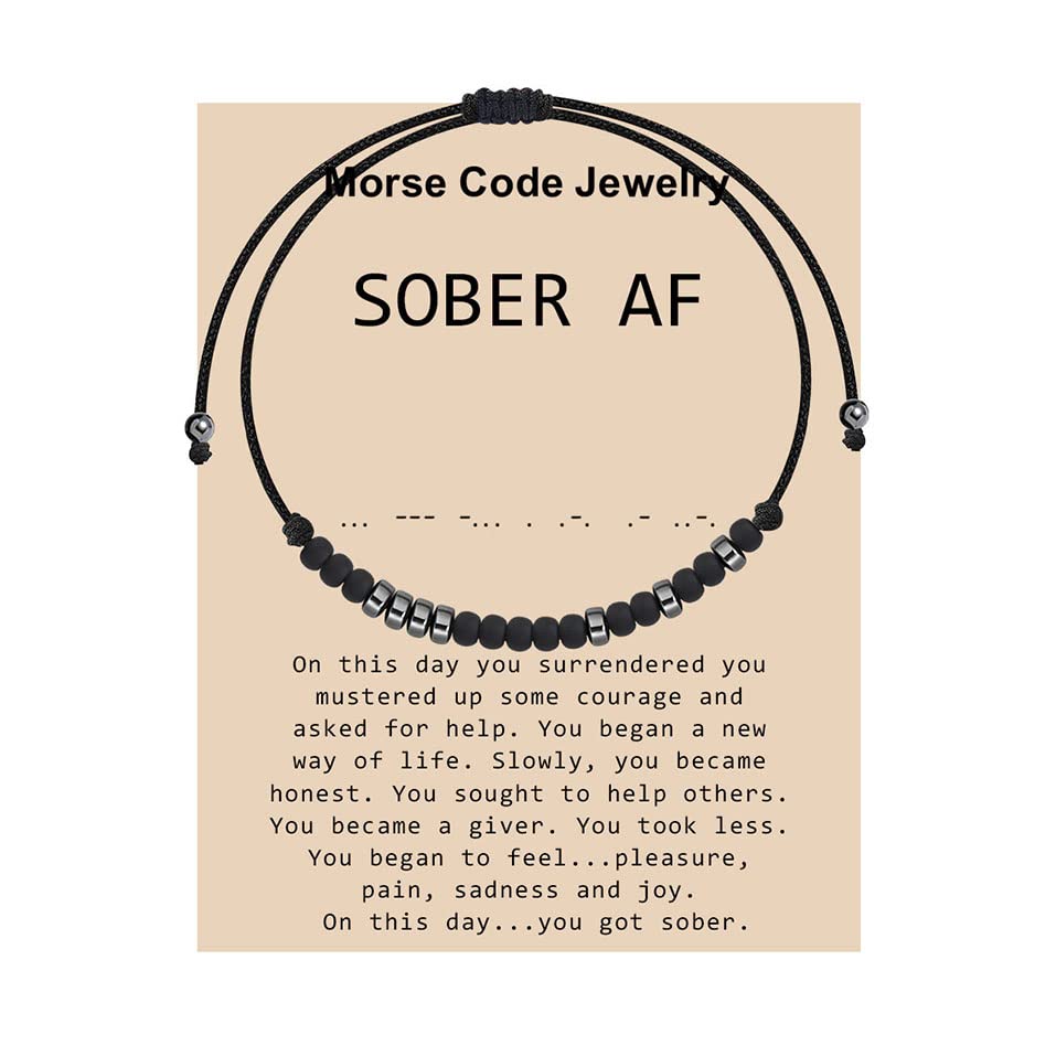MAOFAEDAddiction Recovery Inspirational Morse Code Bracelet - 12 Step AA NA Gift Recovery Bracelet