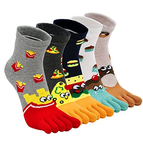 Image of CaiDieNu Women's Animal Toe Socks - Cotton Five Finger Colorful Funny Casual Crew Socks for Ladies