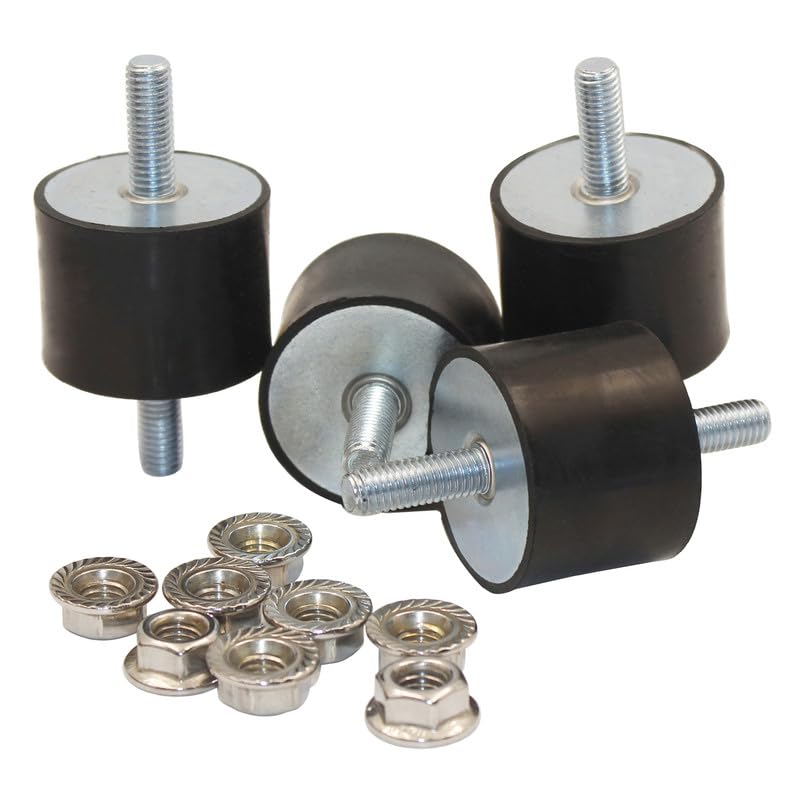 M10 Rubber Vibration Isolator Mounts Double Stud Shock Absorber Isolation Anti Vibration Silent-Blocks for Car Boat Bobbins Motors Compressors Pumps, 4pcs M10x28-40x30mm with 8pcs LockNuts