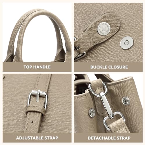 Image of BOSTANTEN Satchel Bag for Women- Adjustable Shape, 3-Way Carry Convertible Vegan Leather Tote for Work Travel