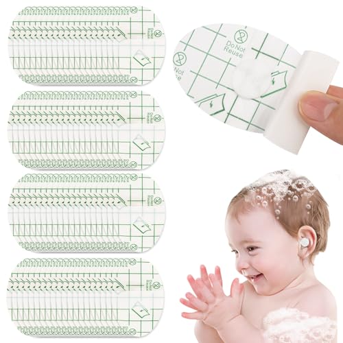 Hawdows 80 Piezas Pegatinas Oidos Niños Agua, Pegatinas Impermeables Oidos Niños, Pegatinas Desechables Impermeables para los Oídos con Tapones para los Oídos de Algodón