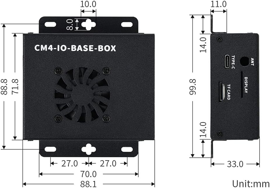 Mini-Computer Based On Pi Compute Module 4 (CM4 NOT Included), Mini IO Board Full Version,Cooling Fan Inside, Metal Case Cov