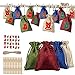 ZSWQ Christmas Advent Calendar, Bag,Set di Calendario Dell'avvento Fai-da-Te,24 Sacchetti Stoffa + 24 Adesivi con Motivo Natalizio + 24 Mini Fermagli Legno + 1 Corde Iuta (10m)