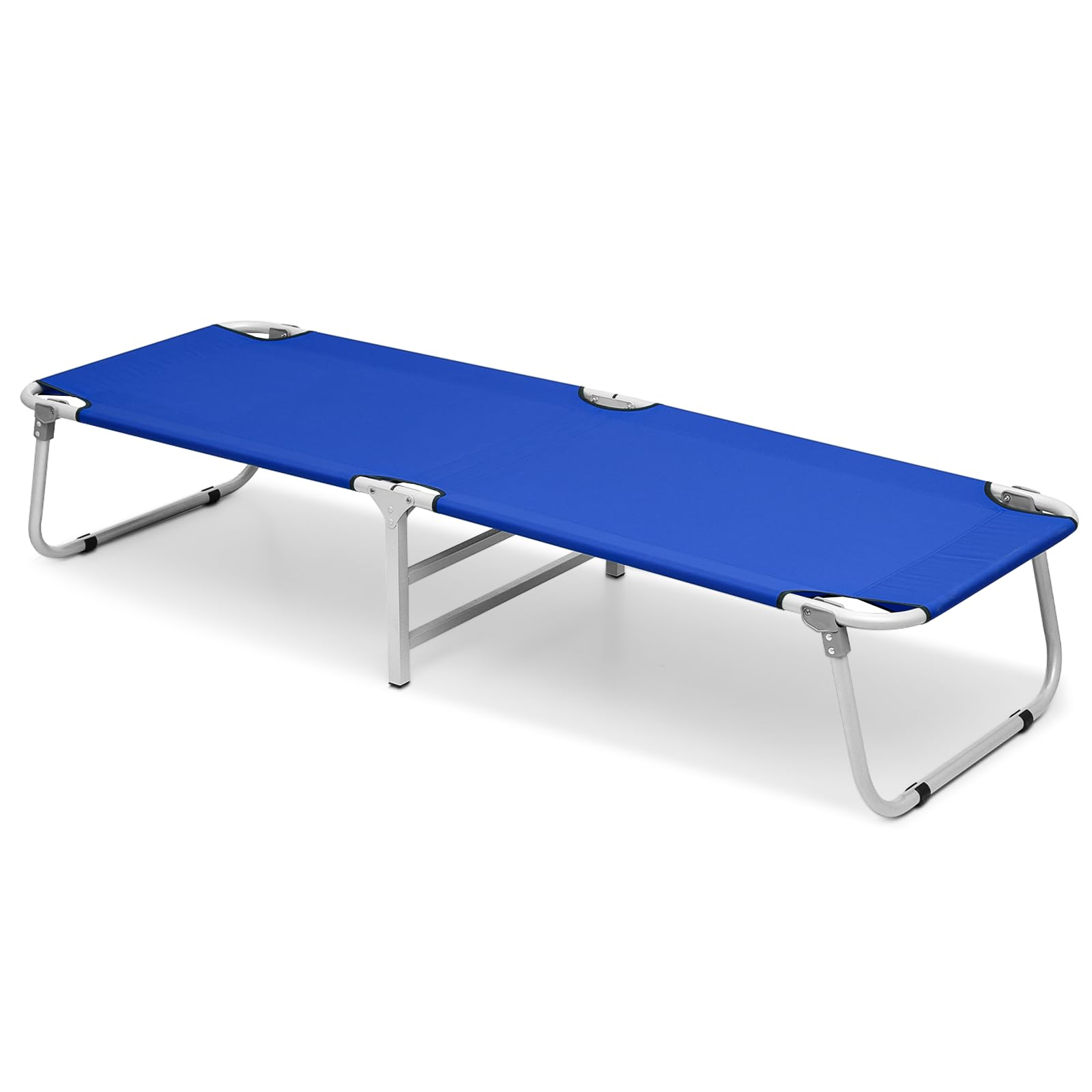 Athena Collection Camping Cot for Adult, Portable Folding Outdoor Bed Heavy Duty with Carry Bag for Camping Travel Home Yard, 600D Oxford Fabric Metal Frame Support 300lbs Blue