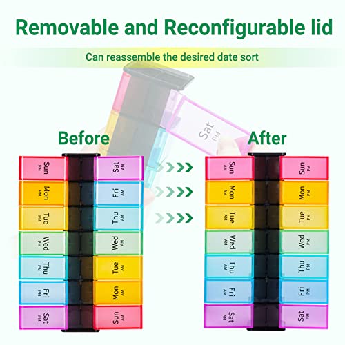 Extra Large Pill Organizer 2 Times A Day, Big Weekly Pill Box Organizer, Huge 7 Day, Am Pm Pill Case, Giant Daily Pill Container With 14 Compartment For All Meds(Double-Sided) #TOP3