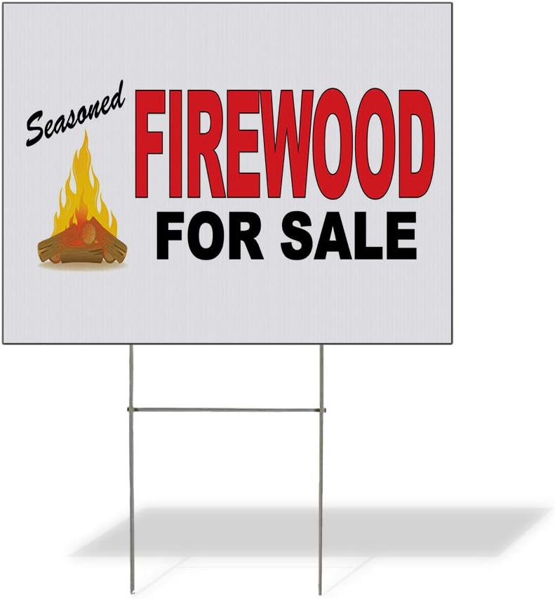 Fastasticdeals Weatherproof Yard Sign Firewood for Sale Red Black B Lawn Garden Ideas 18x12 Inches 2 Sides Print