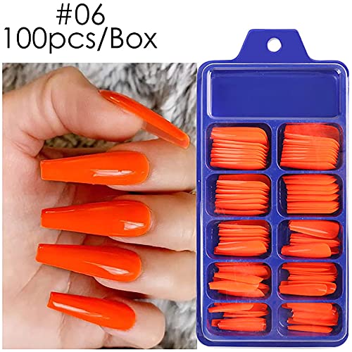 DFENG Künstliche Nägel 100 Stück Extra Lang Falsche Finger Drücken auf Nägel Ballerina Fake Nail Tips für Frauen und… – Bild 4