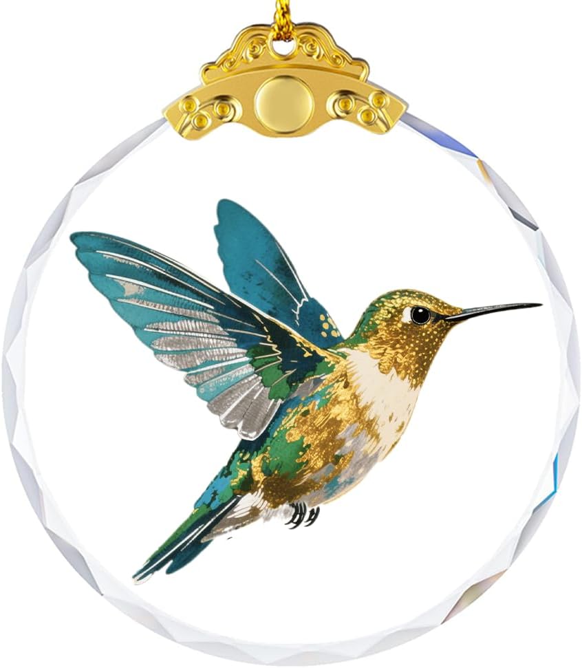 Hummingbird Christmas Ornament, Bird Ornaments for Christmas Tree, Xmas Decor, 2.75in Glass Decorative Hanging Ornament Gift for Hummingbird Lovers