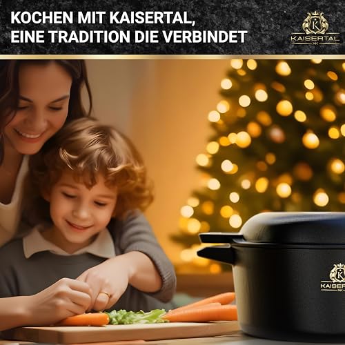 Schmortopf K Kaisertal Gusseisen Topf 2-in-1 Bräter mit Deckel und Gusspfanne