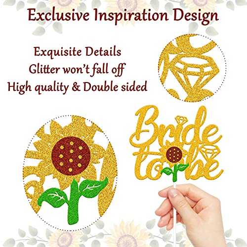 Sunflower Bridal Shower Cake Topper Bride-To-To Cake Decoration For Wedding Engagement Bachelorette Hen Party Supplies Glitter Gold Decor #TOP1