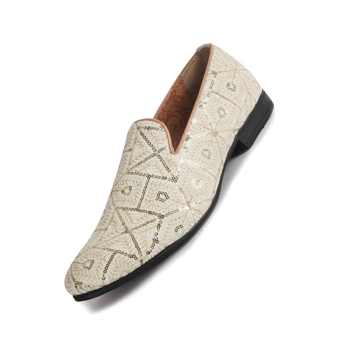 fausto Men Traditional Ethnic Juttis and Mojaris for Wedding | Handcrafted Embroidered Velvet Loafers | Gold Embroidery Prom Slip-On Shoes-picture-28