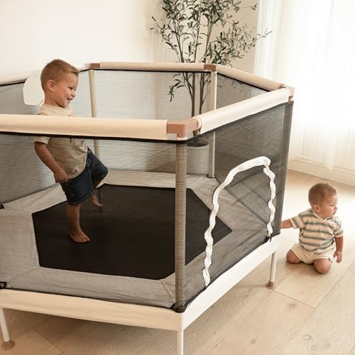 Square House 60" Premium Aesthetic Toddler Trampoline with 360° Safety Enclosure Anti-Rollover Base Heavy-Duty No-Gap Indoor Outdoor Trampoline for Kids, Boys and Girls ASTM Certified 220lb Capacity by Square House - Image 5
