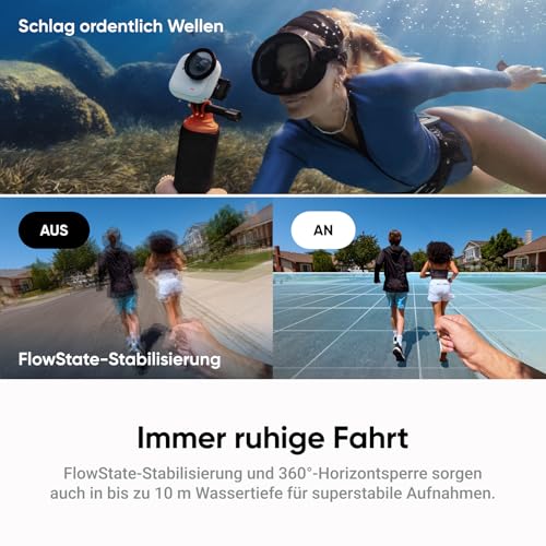 Insta360 GO Ultra Creator-Bundle Nachtschwarz - freihändige 4K Mini-Cam, leicht & mobil, top bei wenig Licht, überall anbringbar, FlowState-Stabilisierung, 200 Min Akku, 10 m wasserdicht, Lauf-Cam