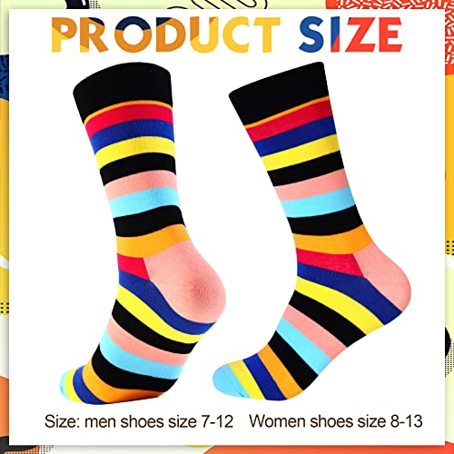 15 Pairs Funny Striped Colorful Casual Socks Men's Dress Cotton Crew Socks Crazy Novelty Gifts for Men Birthday Christmas Work Hiking Walking Outdoor Warm and Soft2