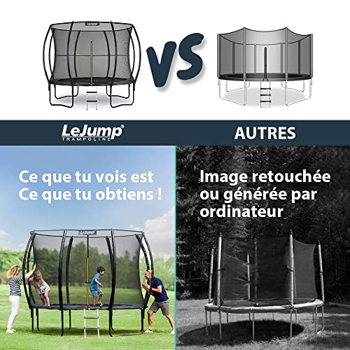 LeJump Trampoline Extérieur Ø 244/305/366 cm, TÜV Rheinland, avec Filet de Sécurité, Échelle, Design Citrouille, d'extérieur pour Le Fitness et Le Jardin avec Filet de sécurité pour Enfants et Adultes – Image 3