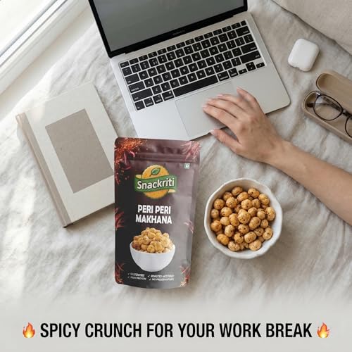 Image of Snackriti 100g (50gX2) Peri Peri Roasted Flavoured Makhana Foxnuts Combo Spicy Healthy Snack Low-Calorie