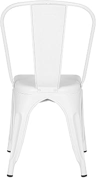 A Set of 4, Creative Wrought Iron Metal Backrest Dining Chairs, Industrial Retro Style Simple Kitchen Bar Chairs, Can be Used in Outdoor Gardens White