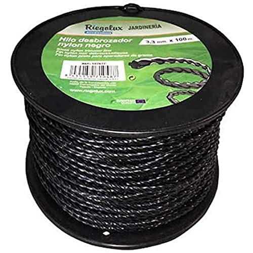 RIEGOLUX Filo decespugliatore nylon elicoidale, nero, 4 mm x 100 m, filo decespugliatore per disco decespugliatore, filo di nylon decespugliatore per tosaerba, giardino ed esterno