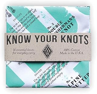 Survival Bandana for Camping, Hiking, Fishing | 100% White Cotton, Knot Tying Guide, Made in The USA