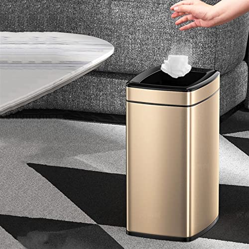 Caneca de basura cuadrada sin tapa 8L acero inoxidable dorado miniatura 6