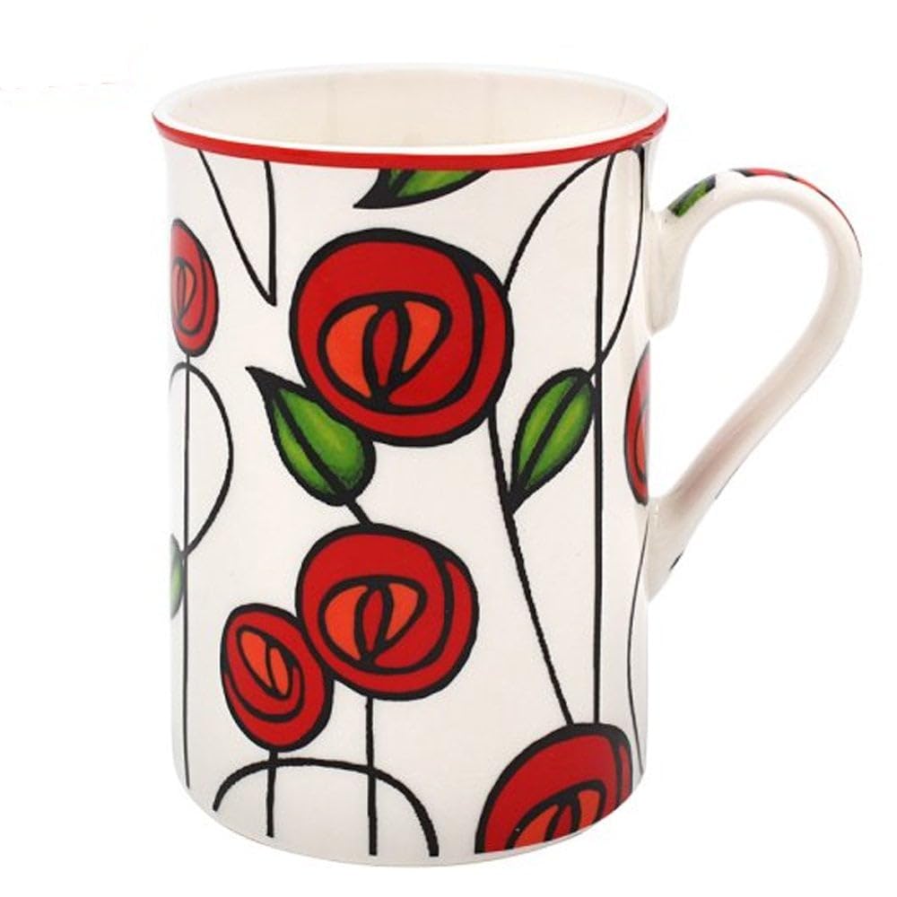 The Leonardo Collection Mackintosh Mug Charles Rennie Mackintosh, Tea and Coffee Mugs for Hot Drinks | Fine China Printed Mugs for Kitchen & Home | Reusable Ceramic Cups for Every Occasion