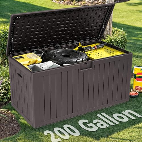 image for YITAHOME 200 Gallon Extra Large Deck Box, Double-Wall Resin Outdoor St