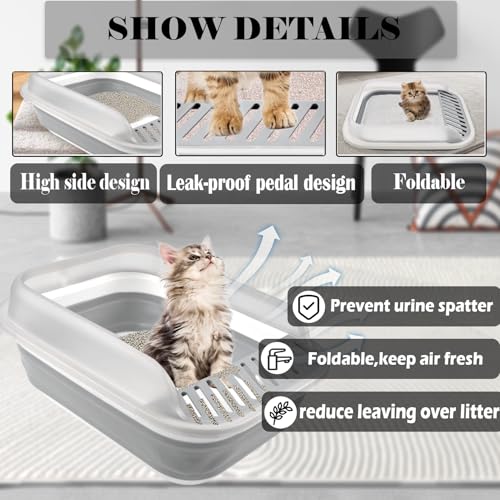Arenero Plegable pequeño para gatos con pedal y lados altos miniatura 3