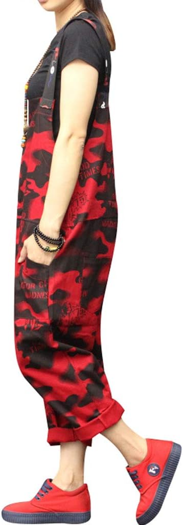 Women's Sleeveless Harem Jumpsuits Denim Dungarees Cotton Overalls