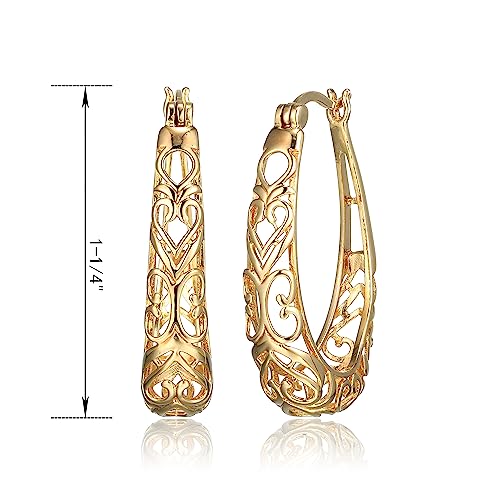 Image of Amazon Collection Sterling Silver Filigree Oval Hoop Earrings
