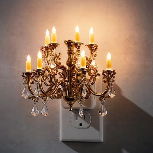 L LOHAS LED Night Lights Plug into Wall Crystal Chandelier Candle