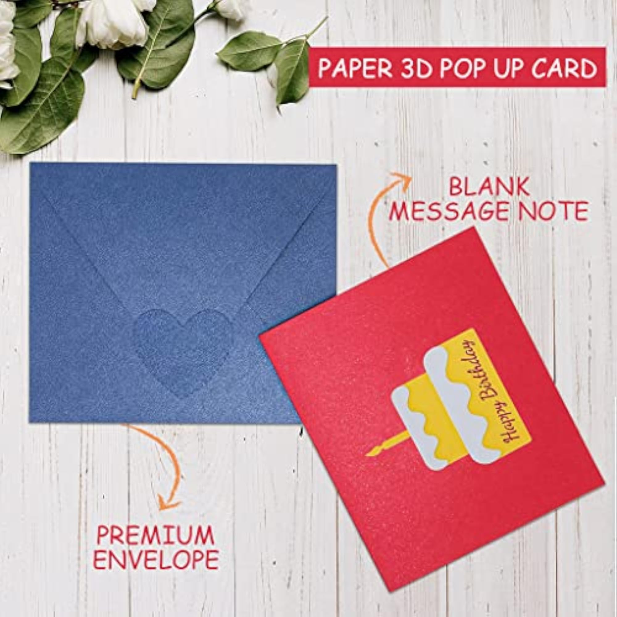 Pop-Up 3D Birthday Greeting Card With Envelope