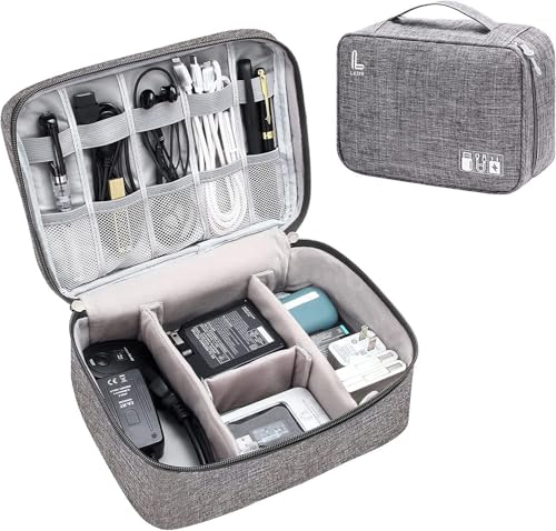 Lazer Accessories Electronics Accessories Organizer Bag Universal Carry Polyester Travel Cable Organizer Case for USB Power Bank Phone Charger Headphones Memory Cards Hard Drive Multi-Function (Grey)