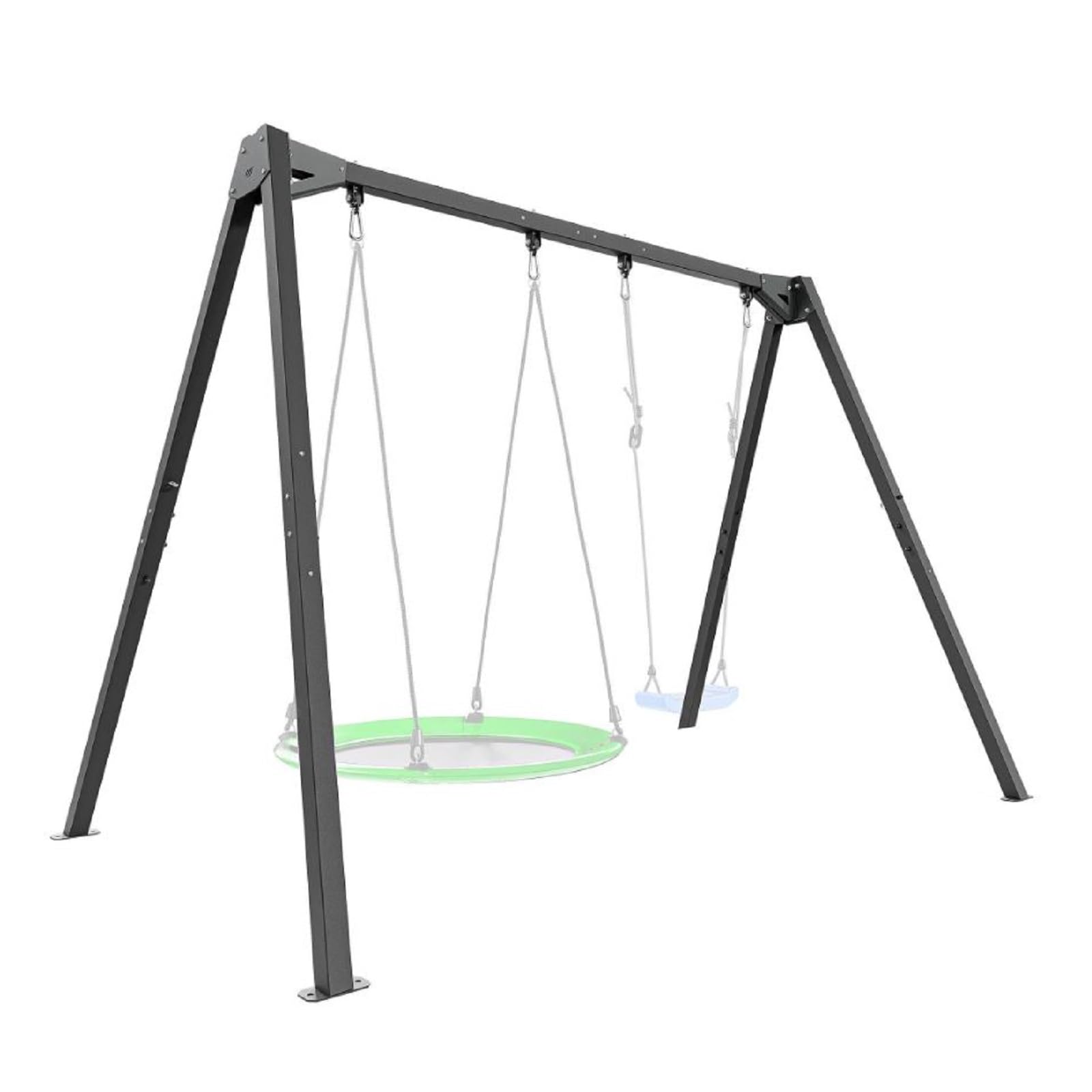 QLS Struttura acciaio per altalena doppia/nido 200 kg | Acciaio verniciato 60 x 60 x 2 mm, misure 306 x 172 x 212 cm, seduta e corde escluse
