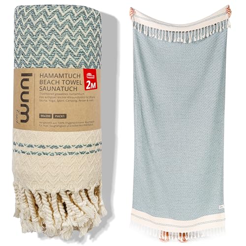 Luum® Strandtuch 90x200 Saunahandtuch Badetuch Handtuch Yogatuch Duschtuch Strandhandtuch Saunatuch Reisehandtuch Turkish Towels Saunakilt, Sporttuch, Damen Herren, 100prozent Baumwolle, Mint