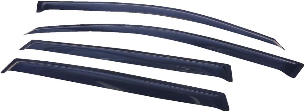 FREEMOTOR802® Tape-on Side Window Visors Wind Deflectors Rain Guards Vent Visors, Compatible with 2006-2012 Toyota RAV4 4-Door Sedan, Slim Style Smoke Tinted Acrylic 4 Pieces