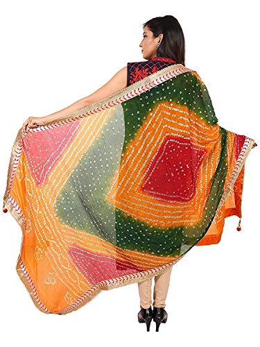 Image of Lifestyle Art Silk Embellished Women's Dupatta Bandhani Bandhej Jaipuri Rajasthani Dupatta