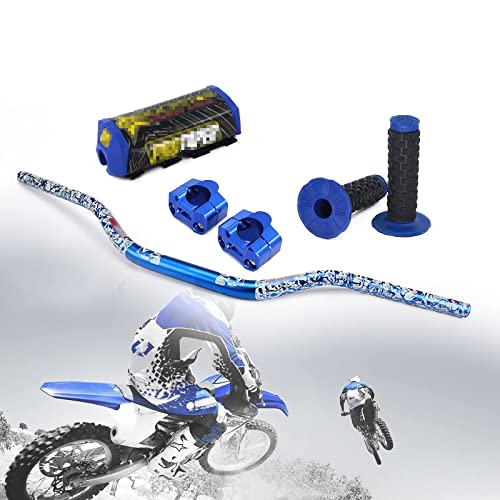 Dirt Bike Handlebar Set 1 1/8" Dirt Bike Handlebars Universal Fat Bars Bar Pad Pit Bike Handlebar Clamp Motorcycle Handlebars Grips For Yz80 Yz85 Yz125 Yz250 Yz250F Yz400F Yz426F Blue… #TOP28