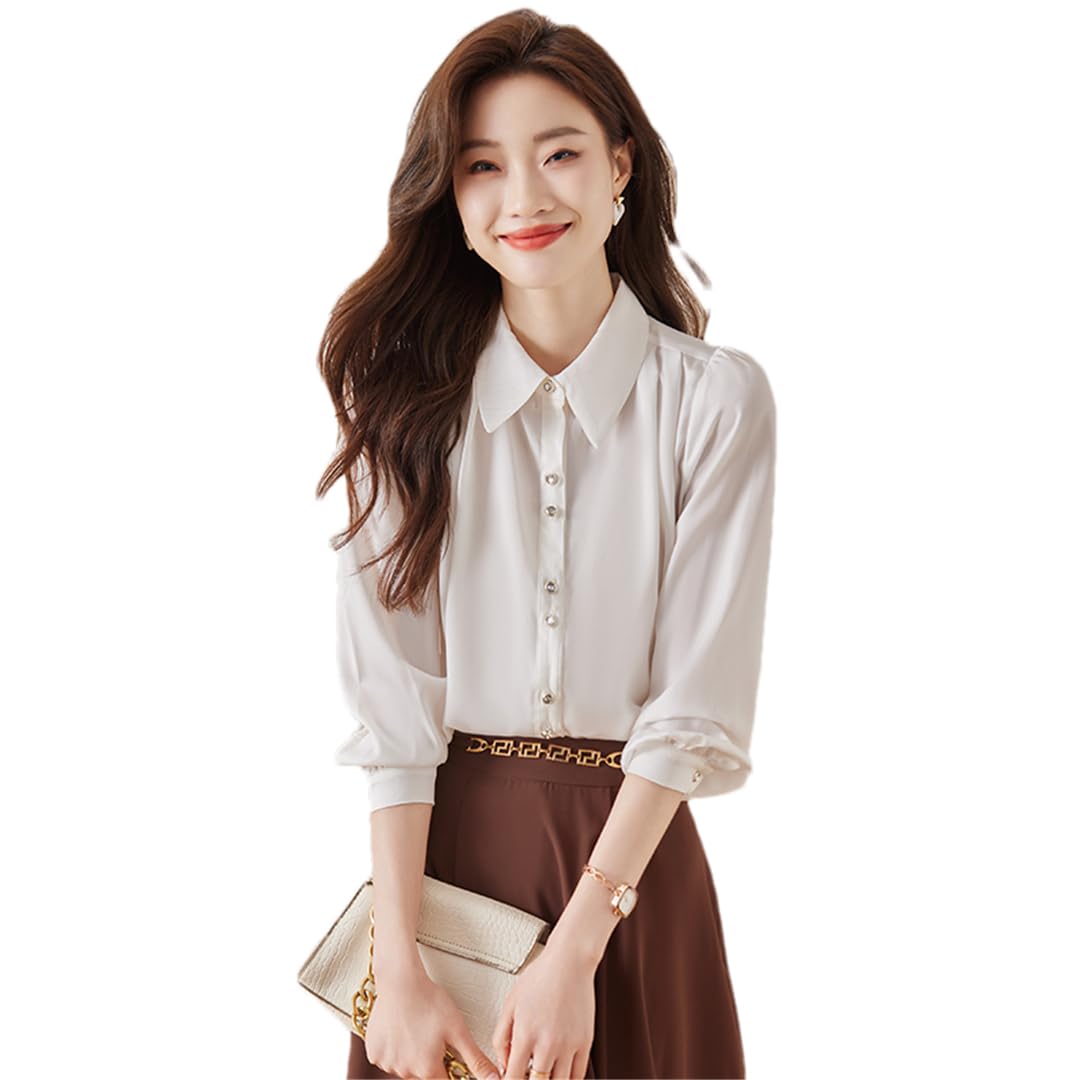 Disimlarl Camisa rosa elegante formal de manga larga para mujer, blusas de trabajo para oficina