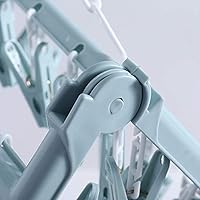 Vista 4 de Percha para secar ropa con 32 pinzas y estante plegable para colgar (Azul Claro)