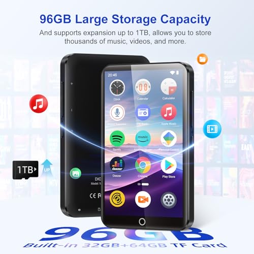 Image of Conrain 96GB MP3 Player with Bluetooth and WiFi, Music Player with Spotify,Amazon Music,Deezer, 4.02 inch Touch Screen Android MP4 MP3 Player for Kids with Audible,Kindle
