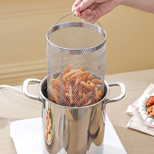 Cazuela de almacenamiento de 4L con cesta coladora de acero acabado espejo para caldos y pastas 6