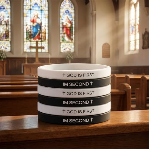 6 Pulseras religiosas cristianas de silicona miniatura 6