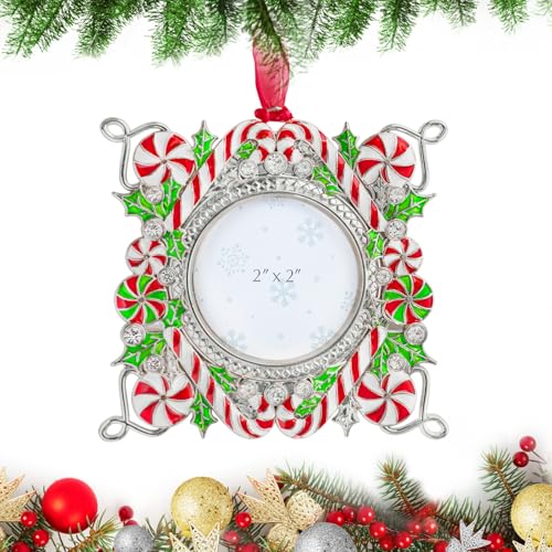 Custom Candy Cane Photo Frame Holds 2x2 Pictures, Sweet Personalized